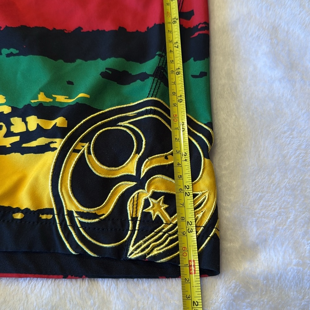 Red and Black Asymmetrical Board Shorts Swim - Picture 7 of 11